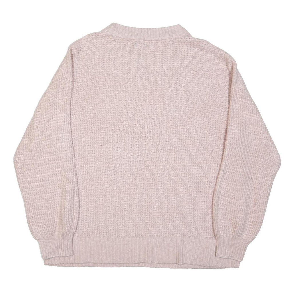 AMERICAN EAGLE Womens Pink Plain Cotton Blend Chunky Knit Crew Neck Jumper XL