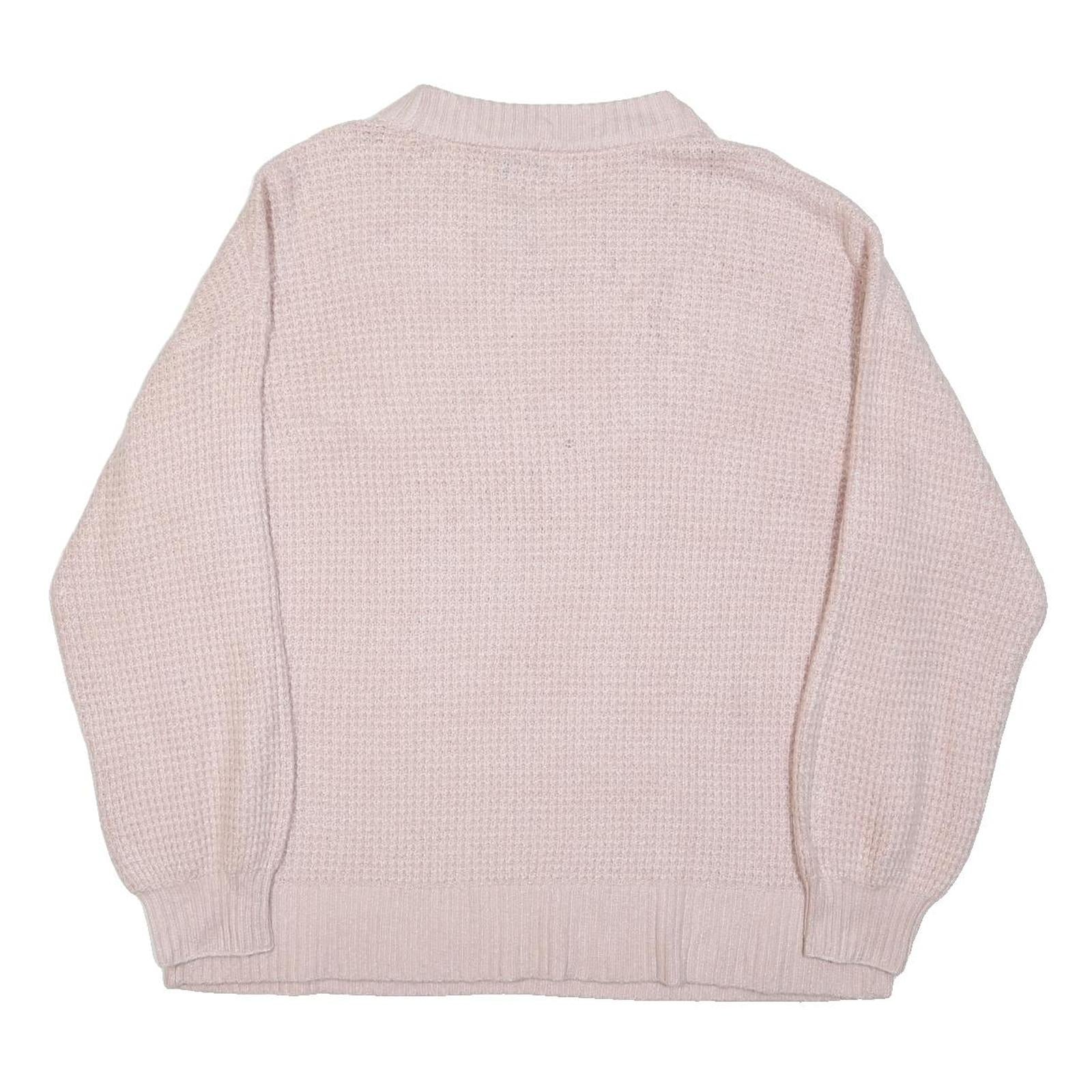 AMERICAN EAGLE Womens Pink Plain Cotton Blend Chunky Knit Crew Neck Jumper XL