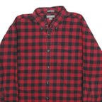 EDDIE BAUER Mens Red & Black Check Shirt L Button Down Casual Cotton