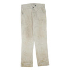 CARHARTT Mens Regular Fit Cotton Blend Beige Trousers W33 L31 Workwear Zip