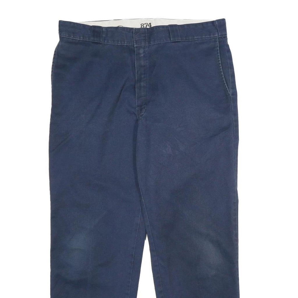 DICKIES Mens Classic Navy Blue Trousers W38 L32 Zip Closure Straight Leg