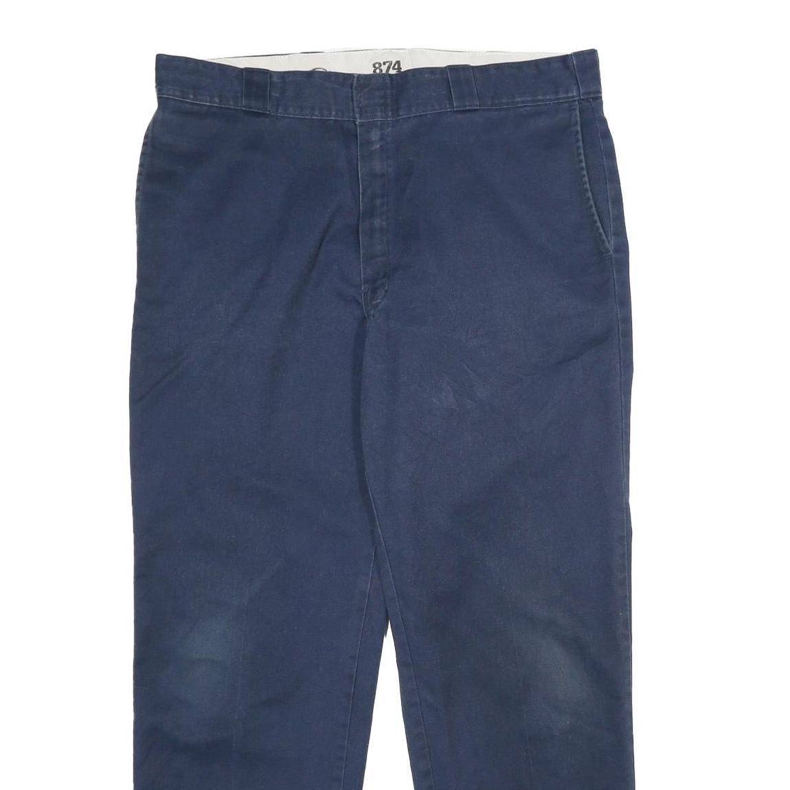 DICKIES Mens Classic Navy Blue Trousers W38 L32 Zip Closure Straight Leg