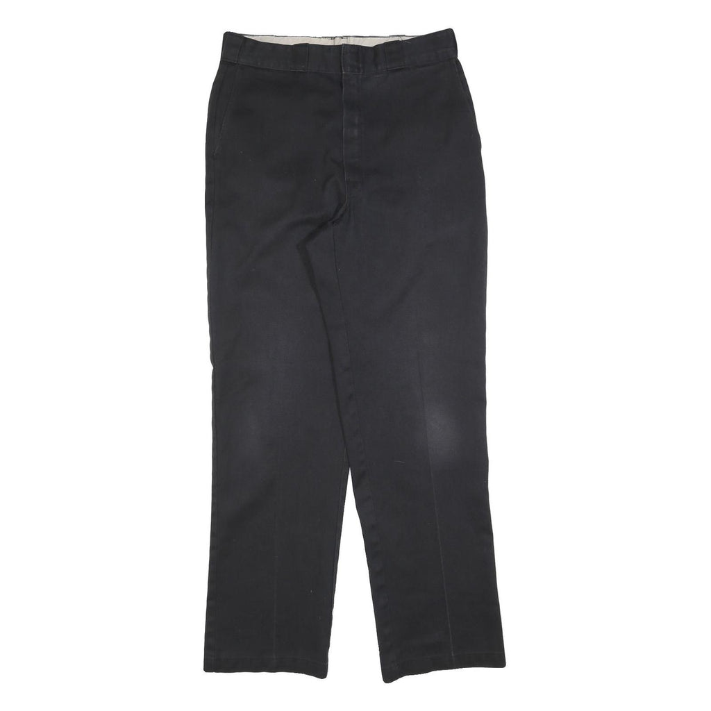 DICKIES Mens Cotton Blend Black Relaxed Straight Trousers W33 L34 Workwear