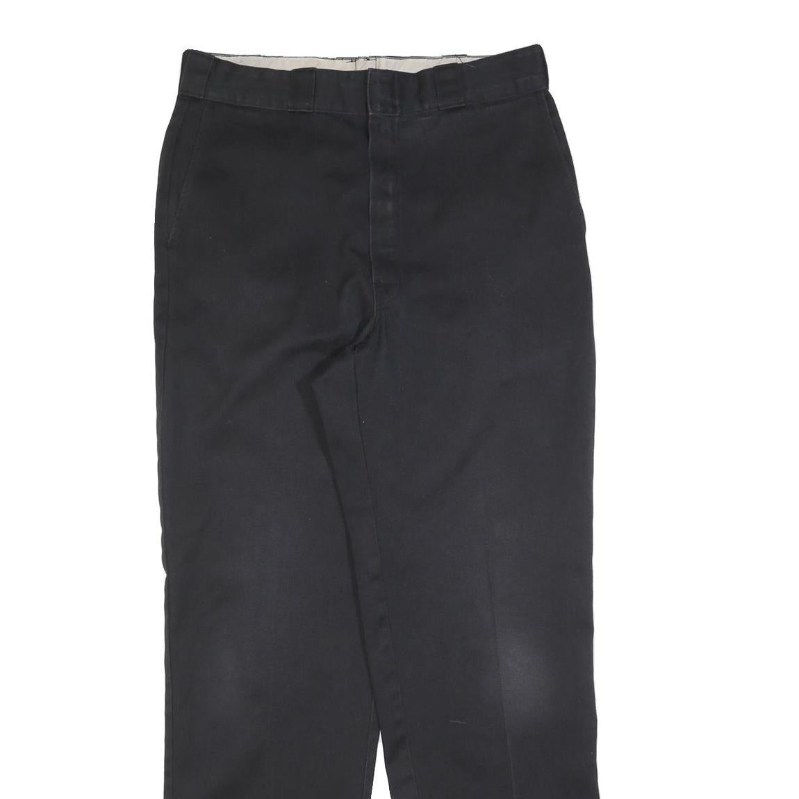 DICKIES Mens Cotton Blend Black Relaxed Straight Trousers W33 L34 Workwear