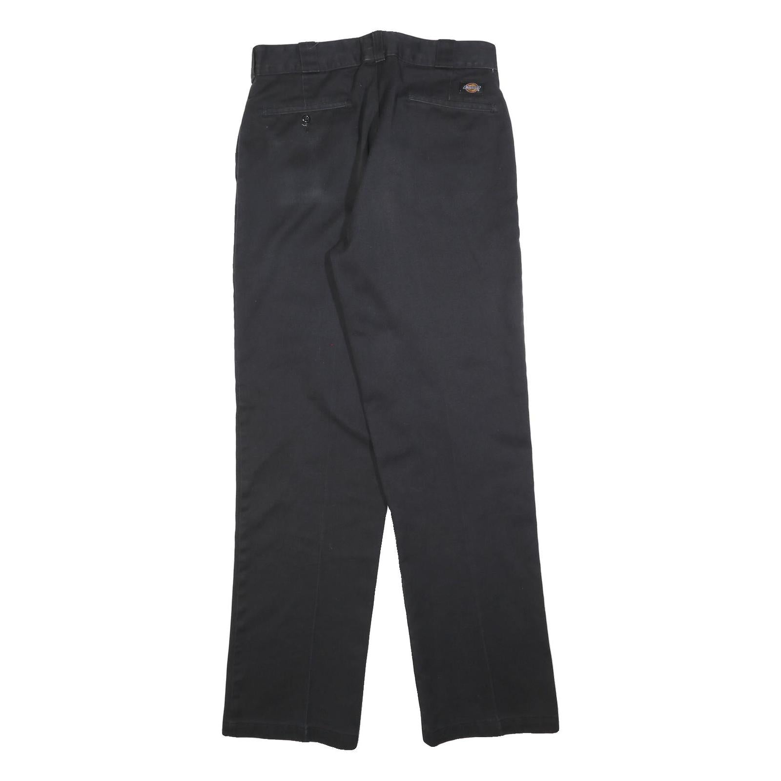DICKIES Mens Cotton Blend Black Relaxed Straight Trousers W33 L34 Workwear