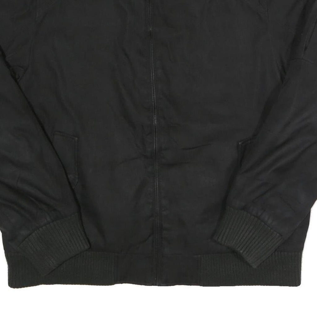 CALVIN KLEIN Mens Black Bomber Jacket L Polyester Plain Zip Closure Casual