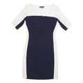 LAUREN RALPH LAUREN Womens Navy & White Day Dress Polyester Blend M Elegant