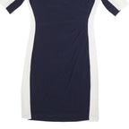 LAUREN RALPH LAUREN Womens Navy & White Day Dress Polyester Blend M Elegant