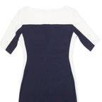 LAUREN RALPH LAUREN Womens Navy & White Day Dress Polyester Blend M Elegant