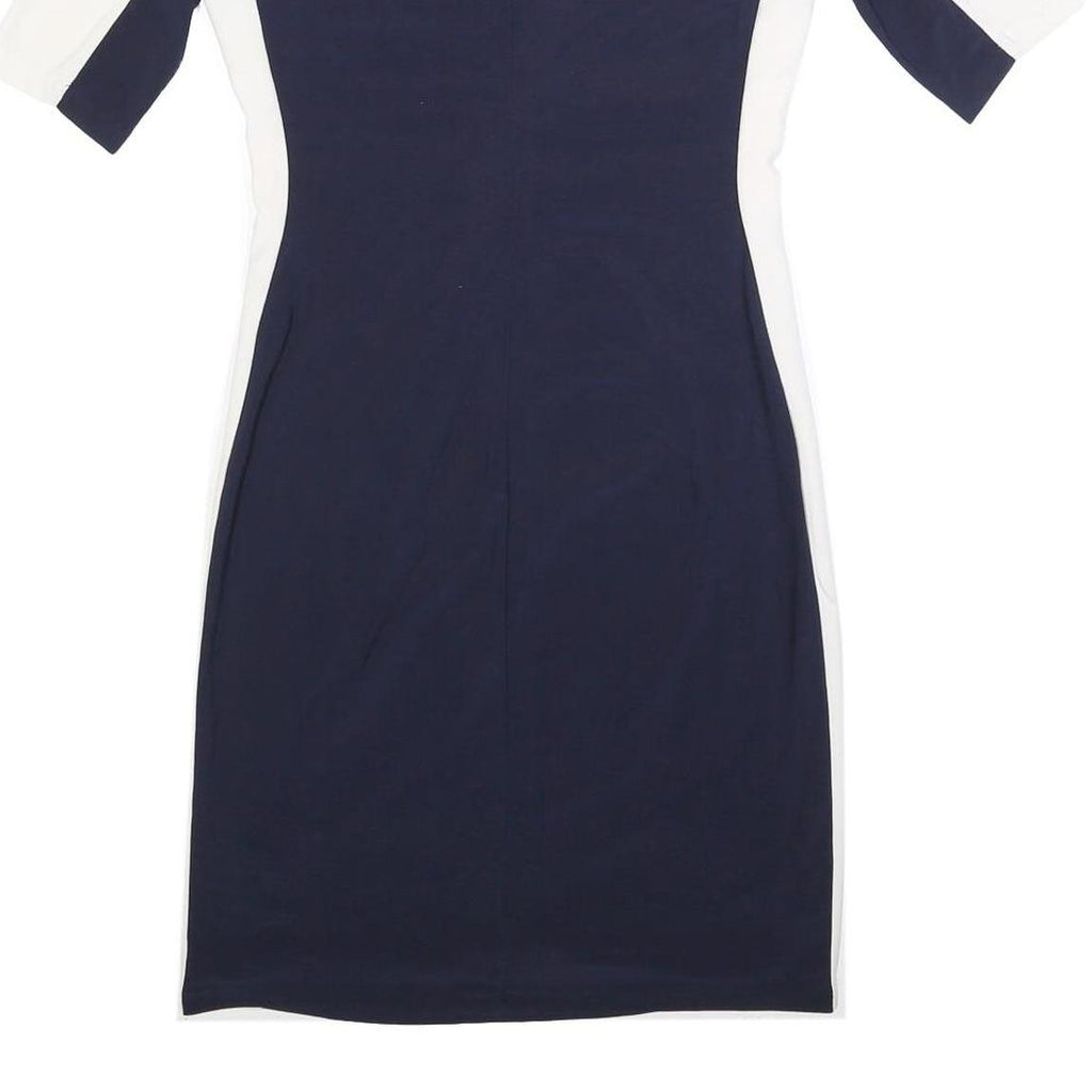 LAUREN RALPH LAUREN Womens Navy & White Day Dress Polyester Blend M Elegant
