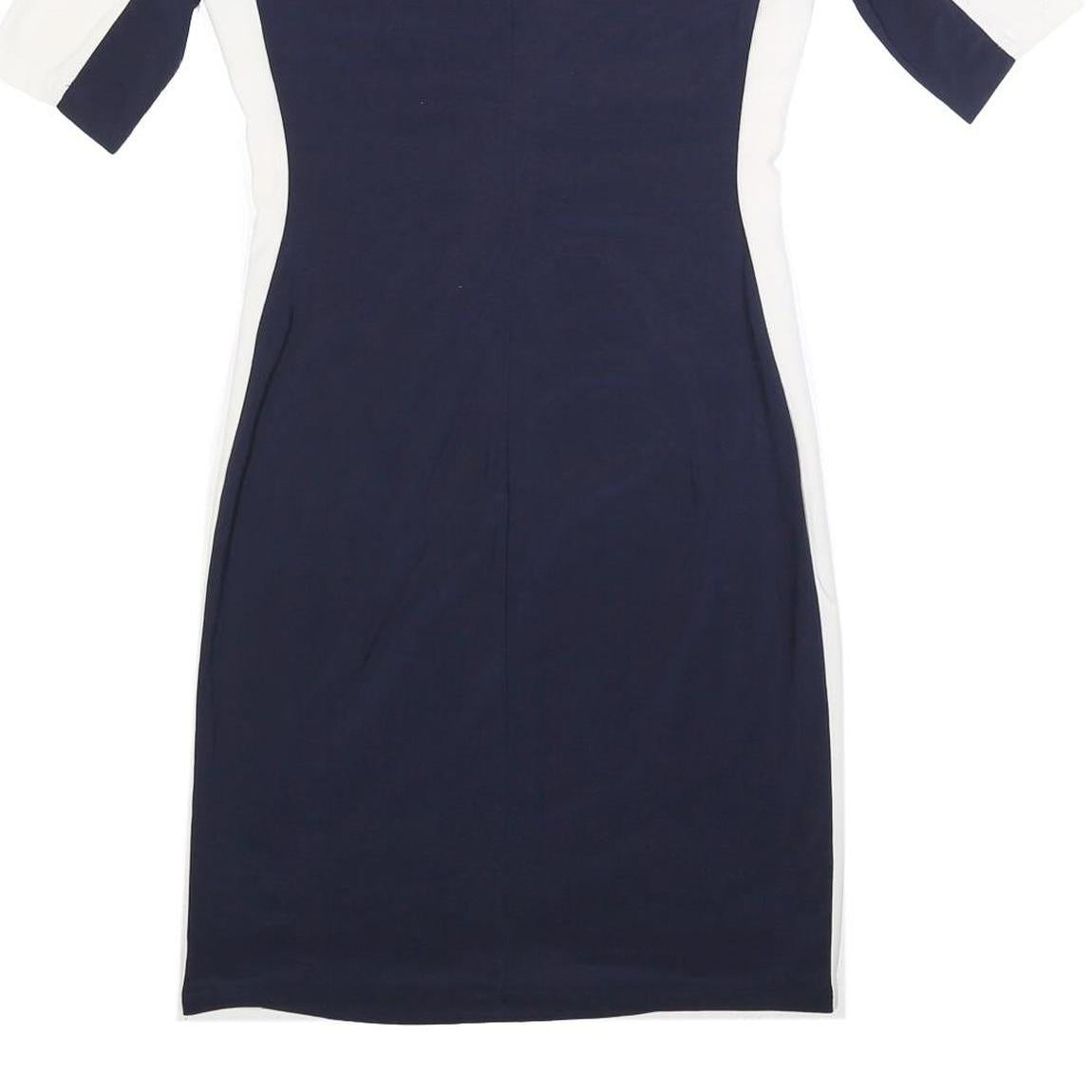 LAUREN RALPH LAUREN Womens Navy & White Day Dress Polyester Blend M Elegant