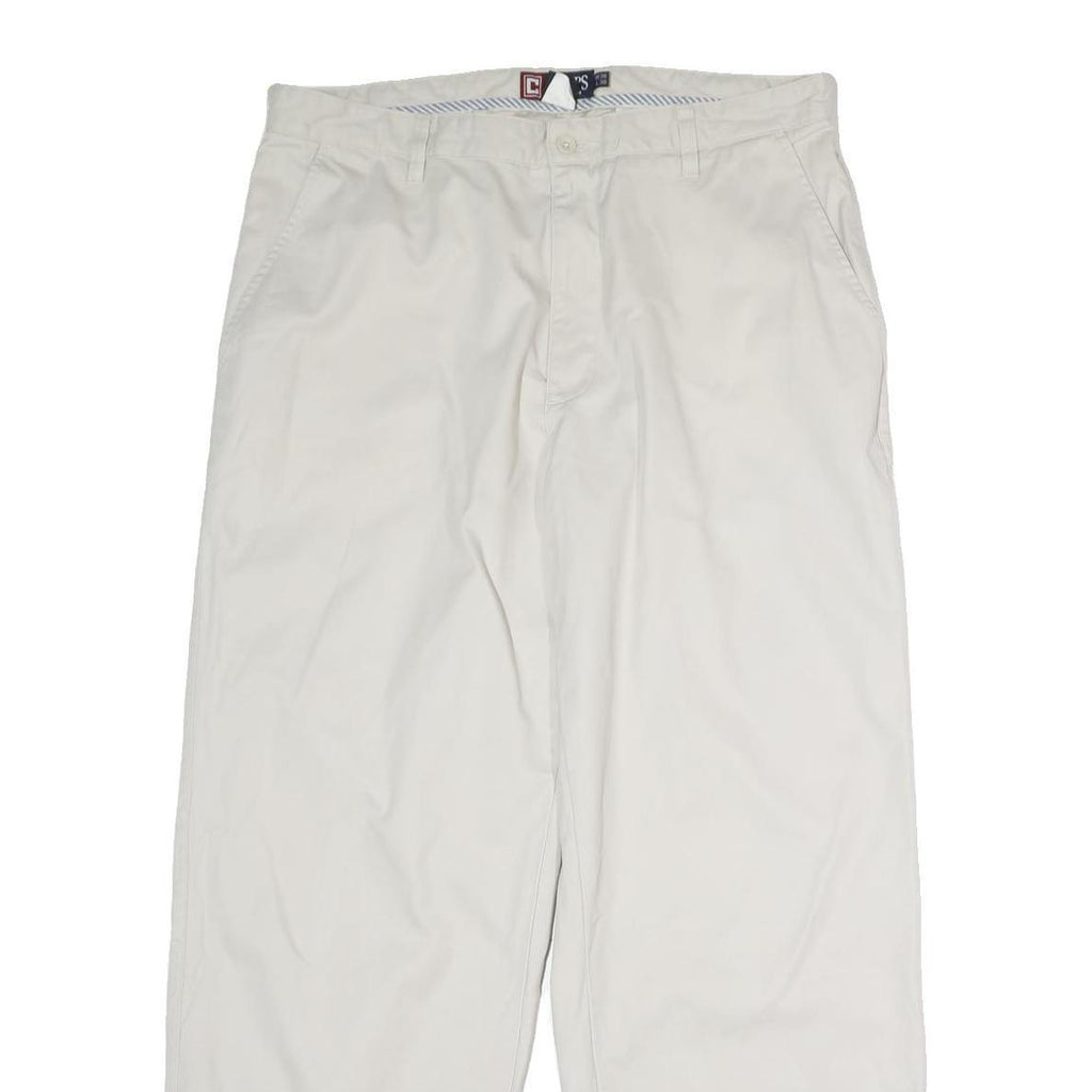 CHAPS Mens Cotton Classic White Trousers W36 L30 Zip Closure Casual