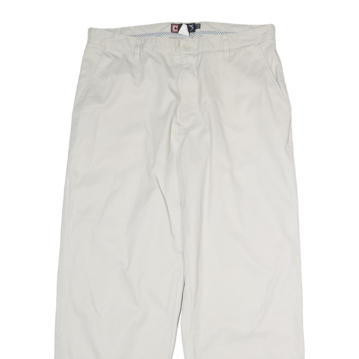 CHAPS Mens Cotton Classic White Trousers W36 L30 Zip Closure Casual