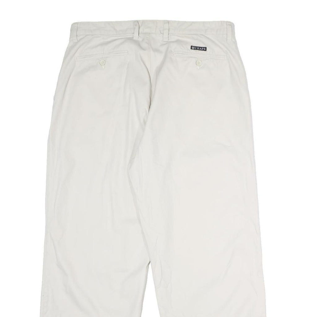 CHAPS Mens Cotton Classic White Trousers W36 L30 Zip Closure Casual