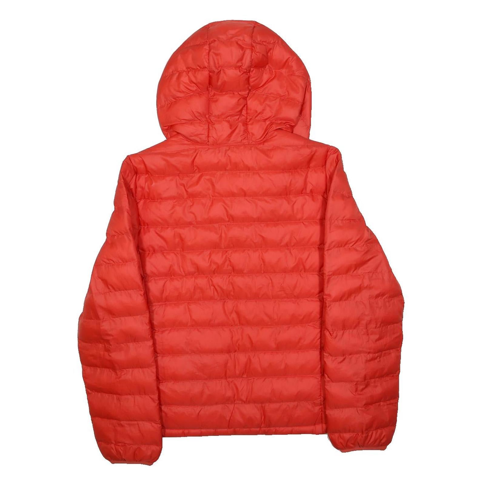 LEVI'S Womens Red Hooded Puffer Jacket S Polyester Zip Light Insulated