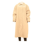 Womens Beige Cotton Blend Long Sleeve Button Closure Classic Coat XL Plain