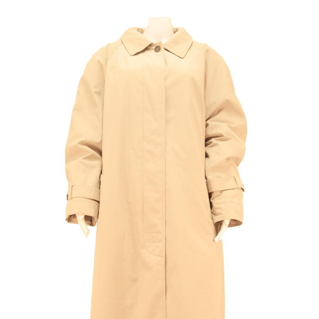 Womens Beige Cotton Blend Long Sleeve Button Closure Classic Coat XL Plain