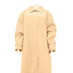 Womens Beige Cotton Blend Long Sleeve Button Closure Classic Coat XL Plain