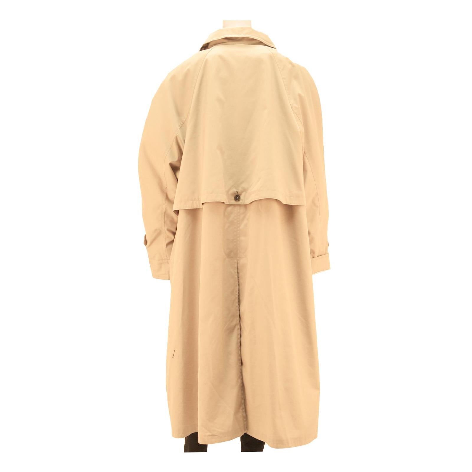 Womens Beige Cotton Blend Long Sleeve Button Closure Classic Coat XL Plain