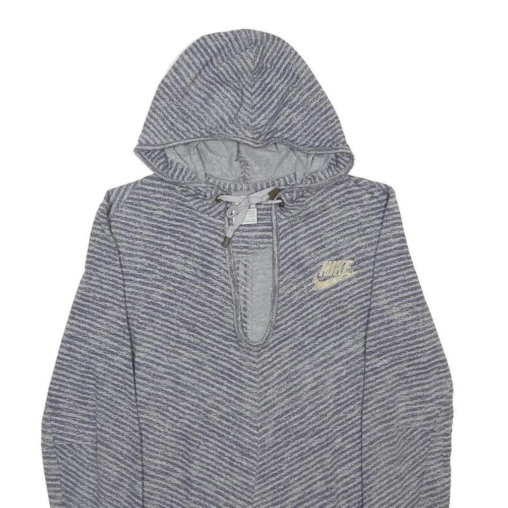 NIKE Womens Grey Patterned Pullover Hoodie M Cotton Blend