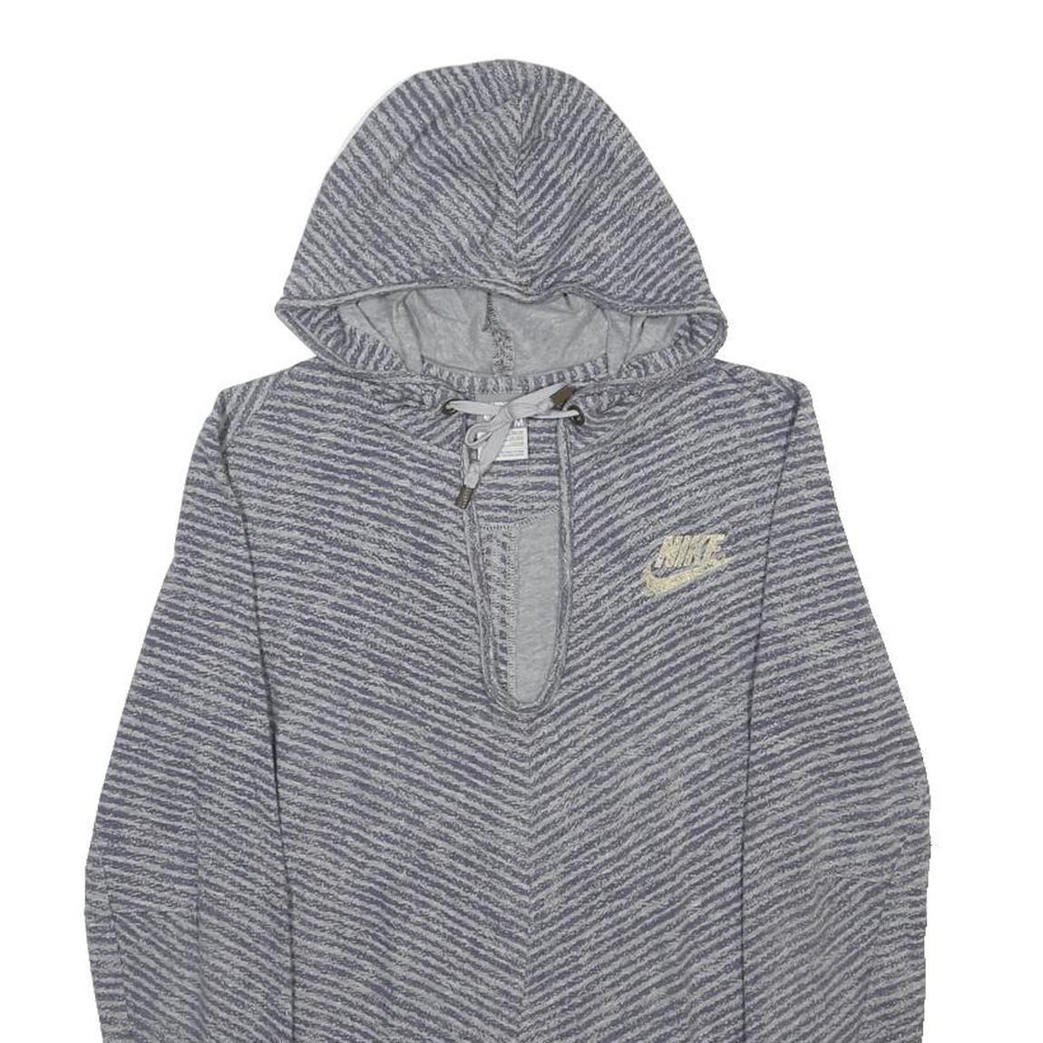 NIKE Womens Grey Patterned Pullover Hoodie M Cotton Blend