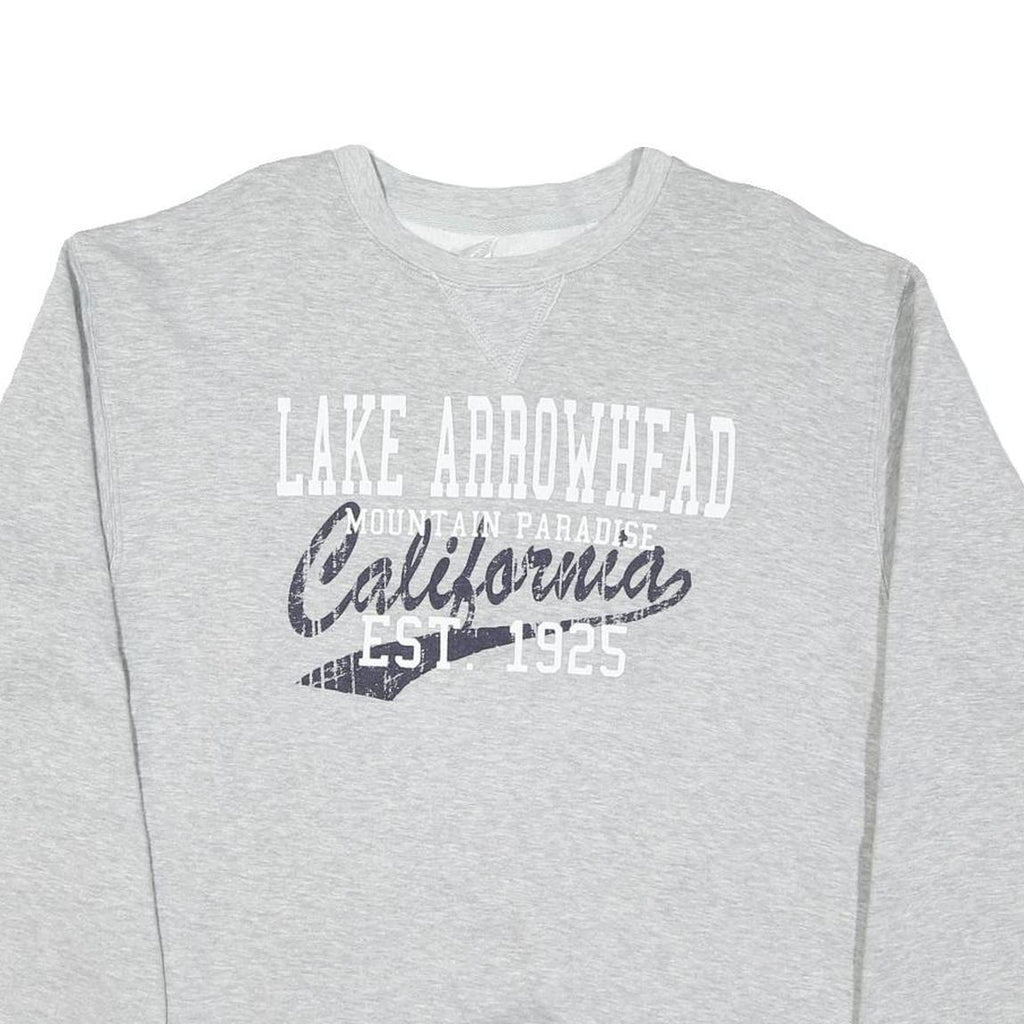 TEEMAX Mens Grey Lake Arrowhead California Cotton Blend Sweatshirt M Casual Crew