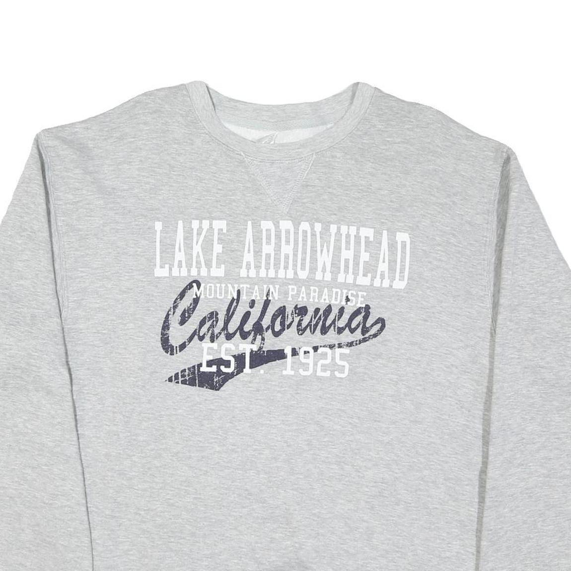 TEEMAX Mens Grey Lake Arrowhead California Cotton Blend Sweatshirt M Casual Crew