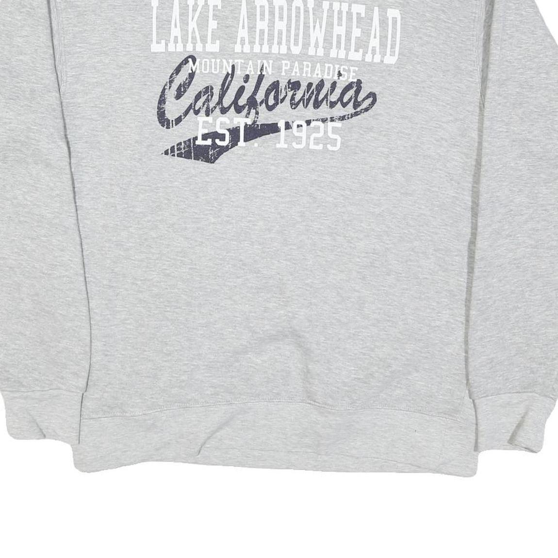 TEEMAX Mens Grey Lake Arrowhead California Cotton Blend Sweatshirt M Casual Crew
