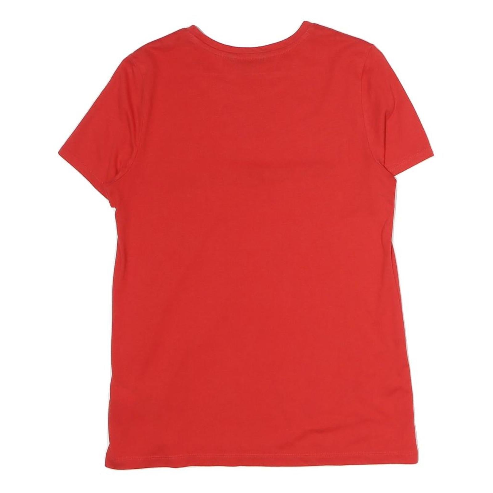 TOMMY HILFIGER Mens Red Graphic T-Shirt S Short Sleeve Crew Neck Logo Cotton