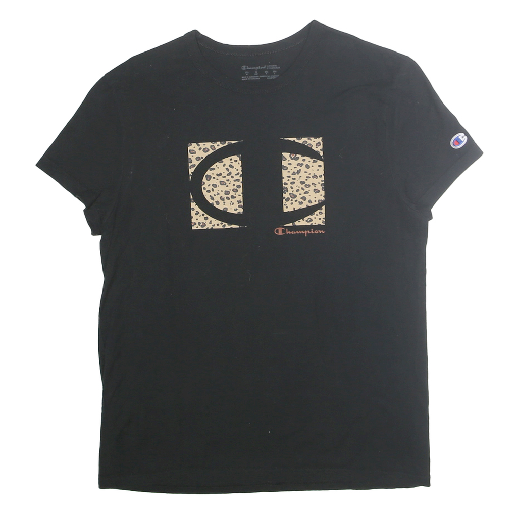 CHAMPION Womens Black Graphic T-Shirt M Short Sleeve Crew Neck Cotton