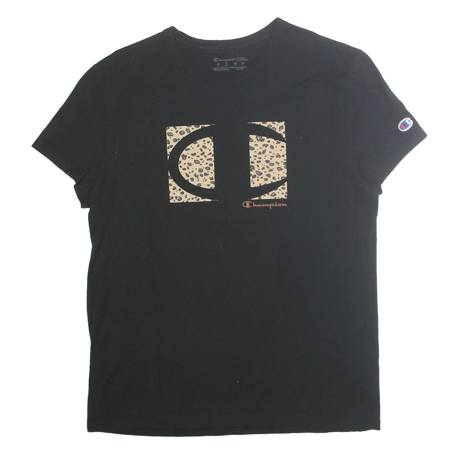 CHAMPION Womens Black Graphic T-Shirt M Short Sleeve Crew Neck Cotton