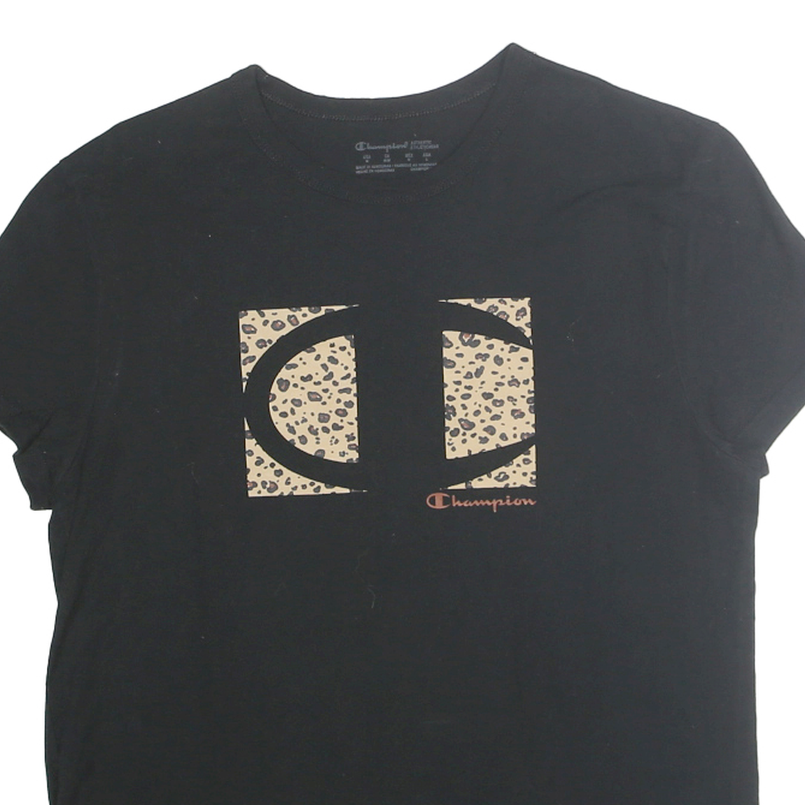 CHAMPION Womens Black Graphic T-Shirt M Short Sleeve Crew Neck Cotton