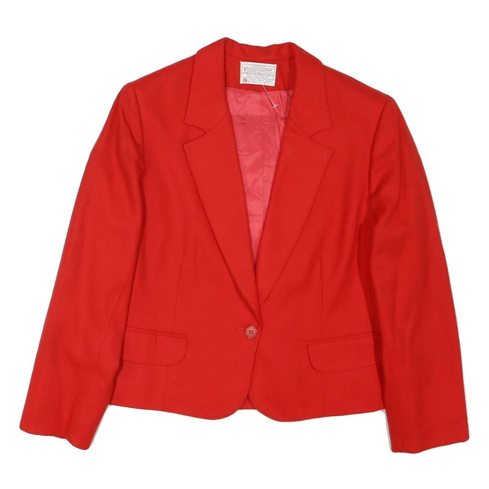 PENDLETON Womens Red Wool Blazer Jacket M Button Plain Classic Tailored