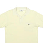 LACOSTE Mens Cream Short Sleeve Plain Polo Shirt S Cotton Blend Casual