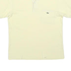 LACOSTE Mens Cream Short Sleeve Plain Polo Shirt S Cotton Blend Casual