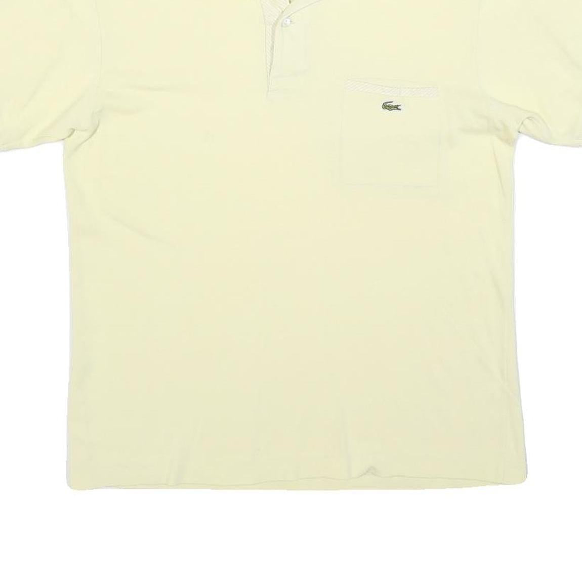 LACOSTE Mens Cream Short Sleeve Plain Polo Shirt S Cotton Blend Casual
