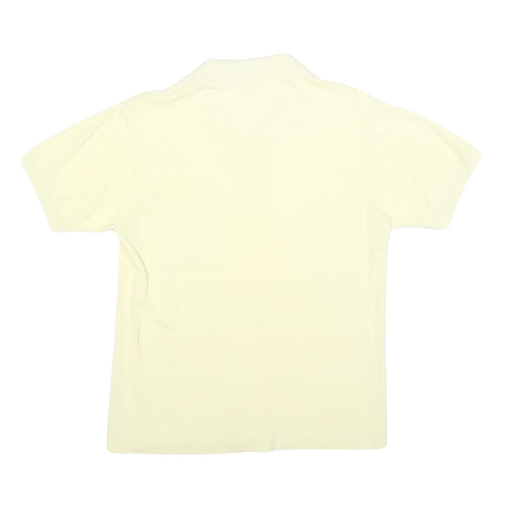 LACOSTE Mens Cream Short Sleeve Plain Polo Shirt S Cotton Blend Casual