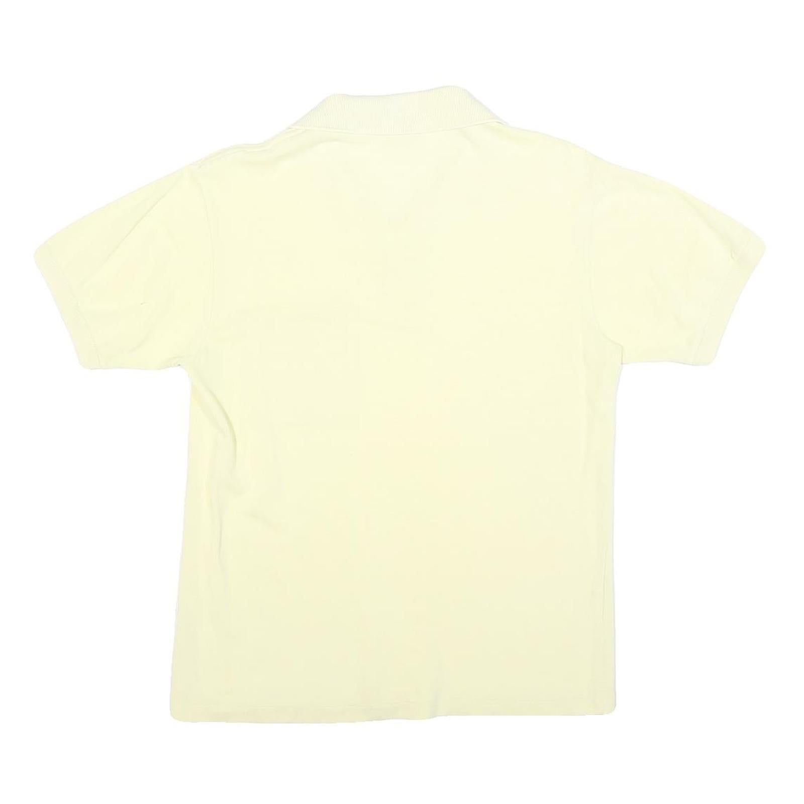 LACOSTE Mens Cream Short Sleeve Plain Polo Shirt S Cotton Blend Casual