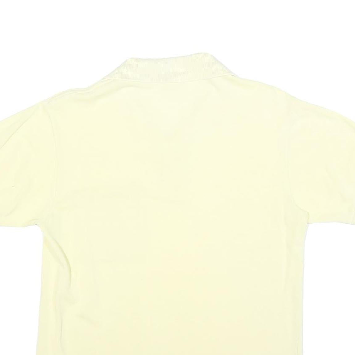 LACOSTE Mens Cream Short Sleeve Plain Polo Shirt S Cotton Blend Casual