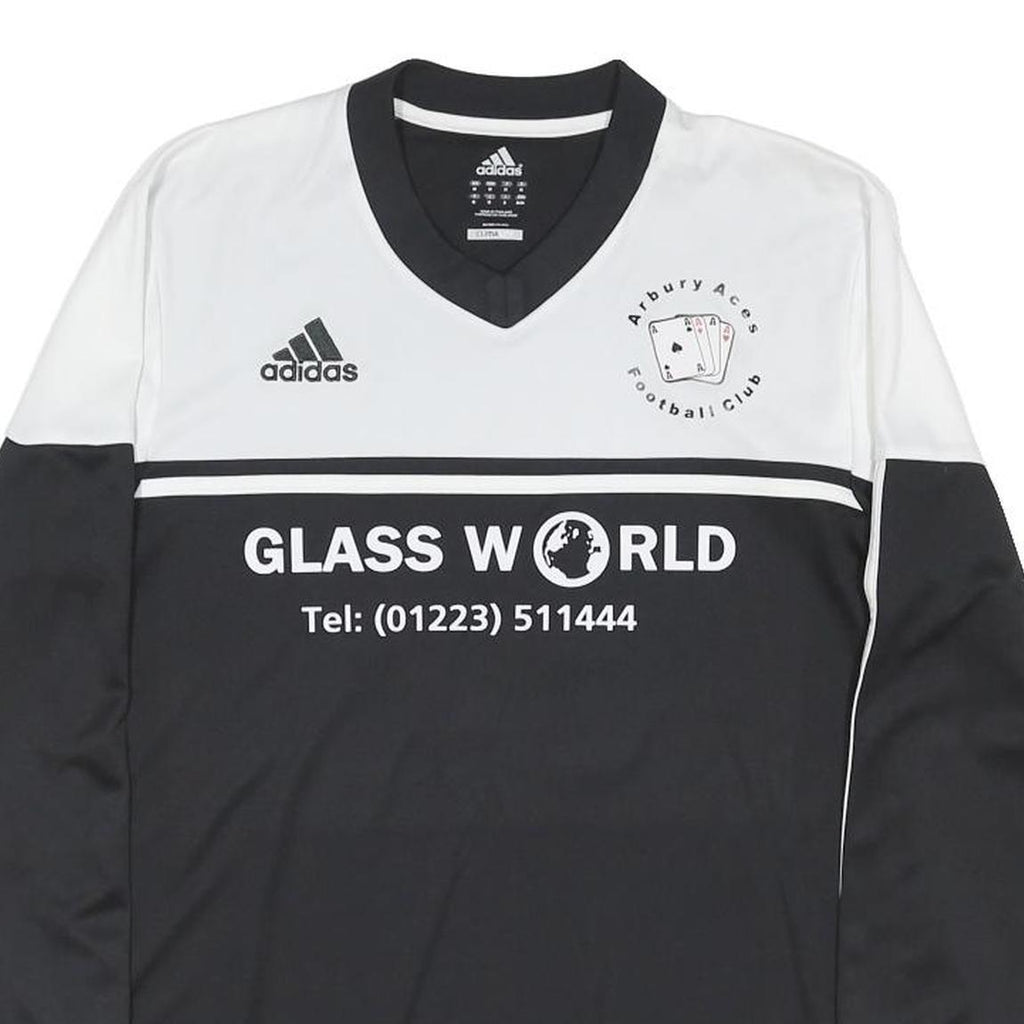 ADIDAS Mens Black & White Football Club Long Sleeve V-Neck Jersey M Sportswear