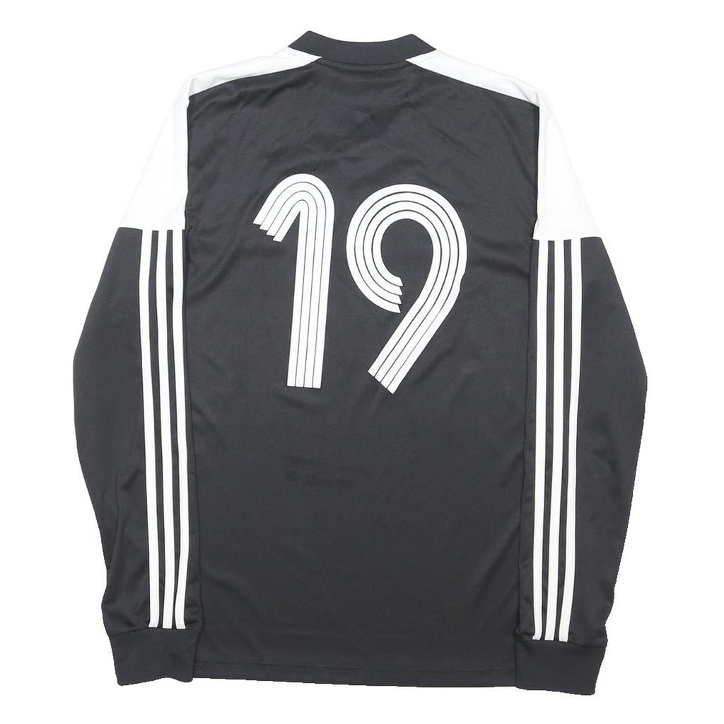 ADIDAS Mens Black & White Football Club Long Sleeve V-Neck Jersey M Sportswear