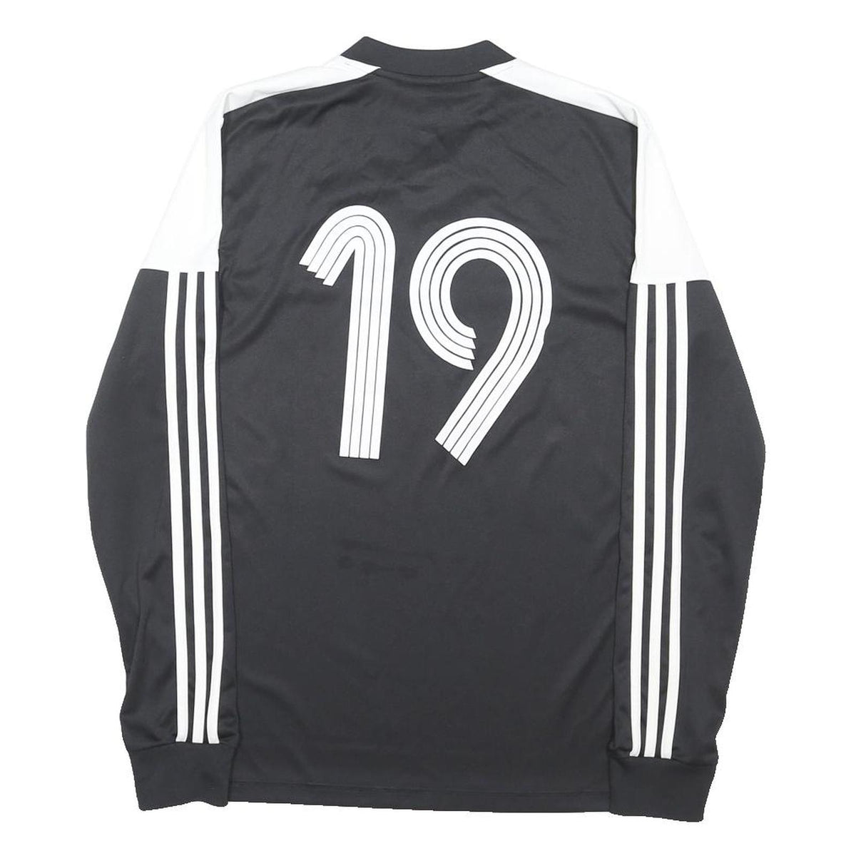 ADIDAS Mens Black & White Football Club Long Sleeve V-Neck Jersey M Sportswear