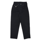 HIS Womens Cotton Blend Black Relaxed Straight Trousers W26 L25 Casual Zip