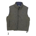 CHAMPION Mens Black Gilet L Polyester Blend Plain Logo Zip Puffer Sleeveless