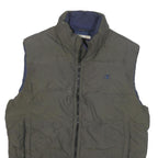 CHAMPION Mens Black Gilet L Polyester Blend Plain Logo Zip Puffer Sleeveless