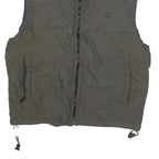 CHAMPION Mens Black Gilet L Polyester Blend Plain Logo Zip Puffer Sleeveless