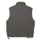 CHAMPION Mens Black Gilet L Polyester Blend Plain Logo Zip Puffer Sleeveless