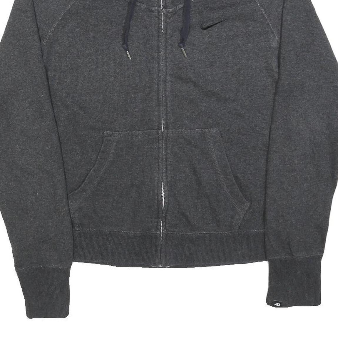 NIKE Womens Charcoal Grey Track Jacket M Cotton Blend Plain Zip Up Sportswear