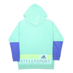 ADIDAS Womens Green & Purple Stellasport Pullover Hoodie M Colourblock Cotton