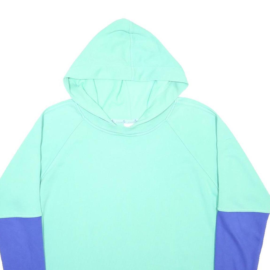 ADIDAS Womens Green & Purple Stellasport Pullover Hoodie M Colourblock Cotton